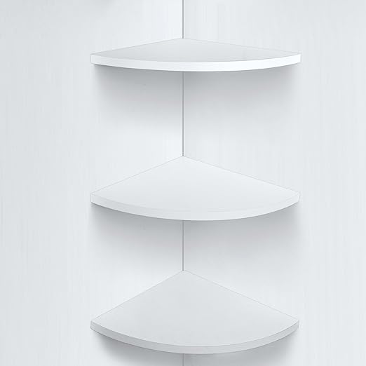 TopHomer Floating Corner Shelves Wall Mounted Bookshelf White Stroage