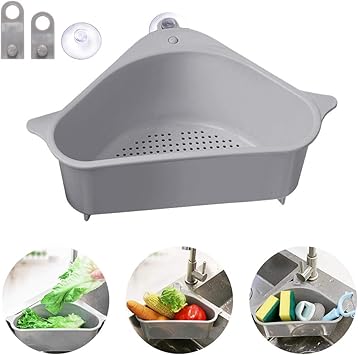 Outivity Spule Abfluss Regal Dreieckige Spule Sieb Korb Lagerregal Sauger Spule Schwammhalter Fur Kuche Bad Unterstutzung Ecke Grau Amazon De Kuche Haushalt