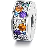 MEETCCY 2pc Clip Spacer Charms Bracelets for Women 925 Sterling Silver Blue White Crystal Clip Lock Spacer Stopper Charm Bead for Bracelet