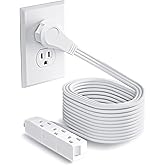 Kasonic 25FT Flat Plug Extension Cord, UL Listed 16/3 SPT-3 1625W Power Strip with 3 Outlets, 3 Prong Grounded 13 Amp 125V In