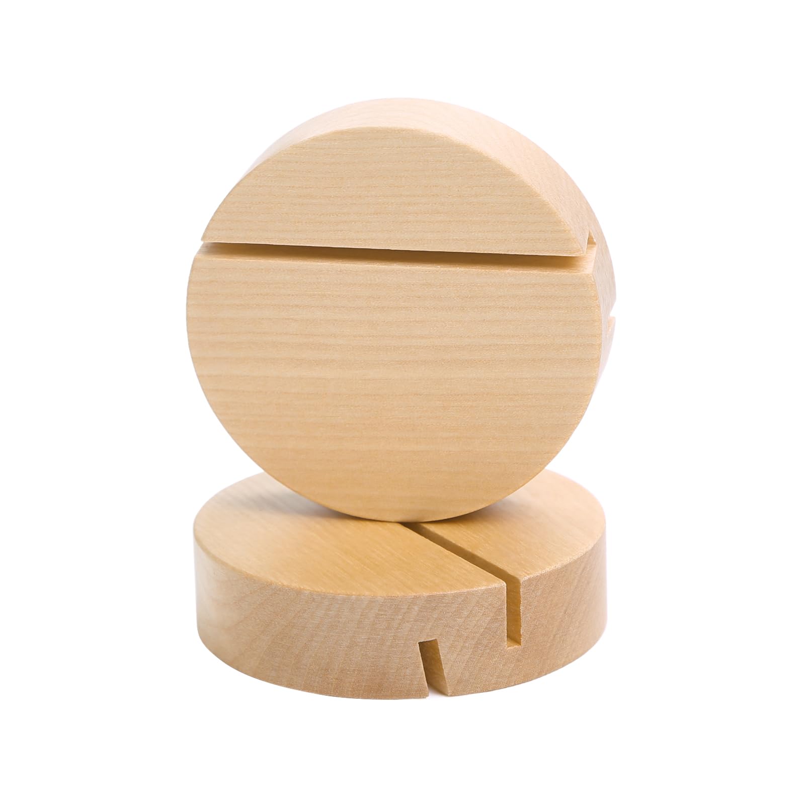 Photo 1 of UNIQOOO 10 Pack 3" Round Birch Wood Stands for Wedding Acrylic Sign, Wood Table Number Holders for 1/8 Thick Acrylic Sheets | Wedding Display Stand, Card Holder for Bar Menu, Retail Sign, Party