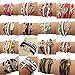 Juanerjie Wholesale 16pcs Vintage Multilayer Multicolor Woven Leather Alloy Owl Braided Infinity Bracelets
