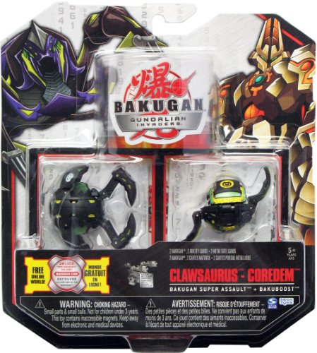 Bakugan Gundalian Invaders New Super Assault 2 Pack (Black) Darkus CLAWSAURUS and COREDEM w/DNA CODE (FACTORY SEALED)