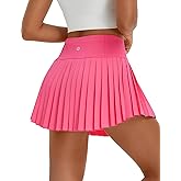 baleaf Pleated Tennis Skirt for Women with Shorts High Waisted Lightweight Athletic Golf Skort Skirts Zipper Pockets