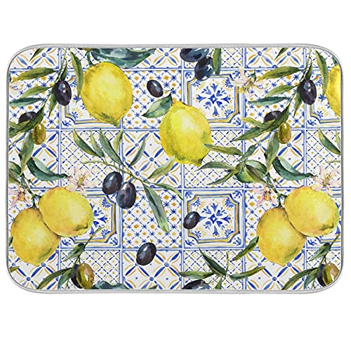 Lemon Dish Drying Mat For Kitchen Counter Lemon Dish Drying Pad 18 X 24 Inch Lemon Heat
