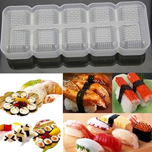 Yeefant 1 Pcs Lightweight and Durable 5 Rolls Sushi Mold Rice Ball Maker Non Stick Press Bento Tool,Polypropylene Surface Prevent to Stick Rice,6.1x2.2x0.9 Inch