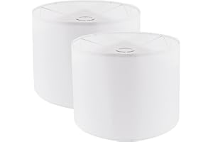 KOORLE Lamp Shades Set of 2, Drum Lampshade for Table Lamps Floor Lamp, 13" Top X 13" Bottom X 10" High White Large Line Fabric Lamp Shades, Easy Assembly Replacement Lampshades