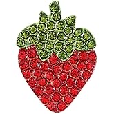 Strawberry Enamel Brooch For Women Crystal Red Strawberry Pin Brooch Fruit Brooches Fashion Elegant Fruit Lapel Pin Badge Jewelry Gift
