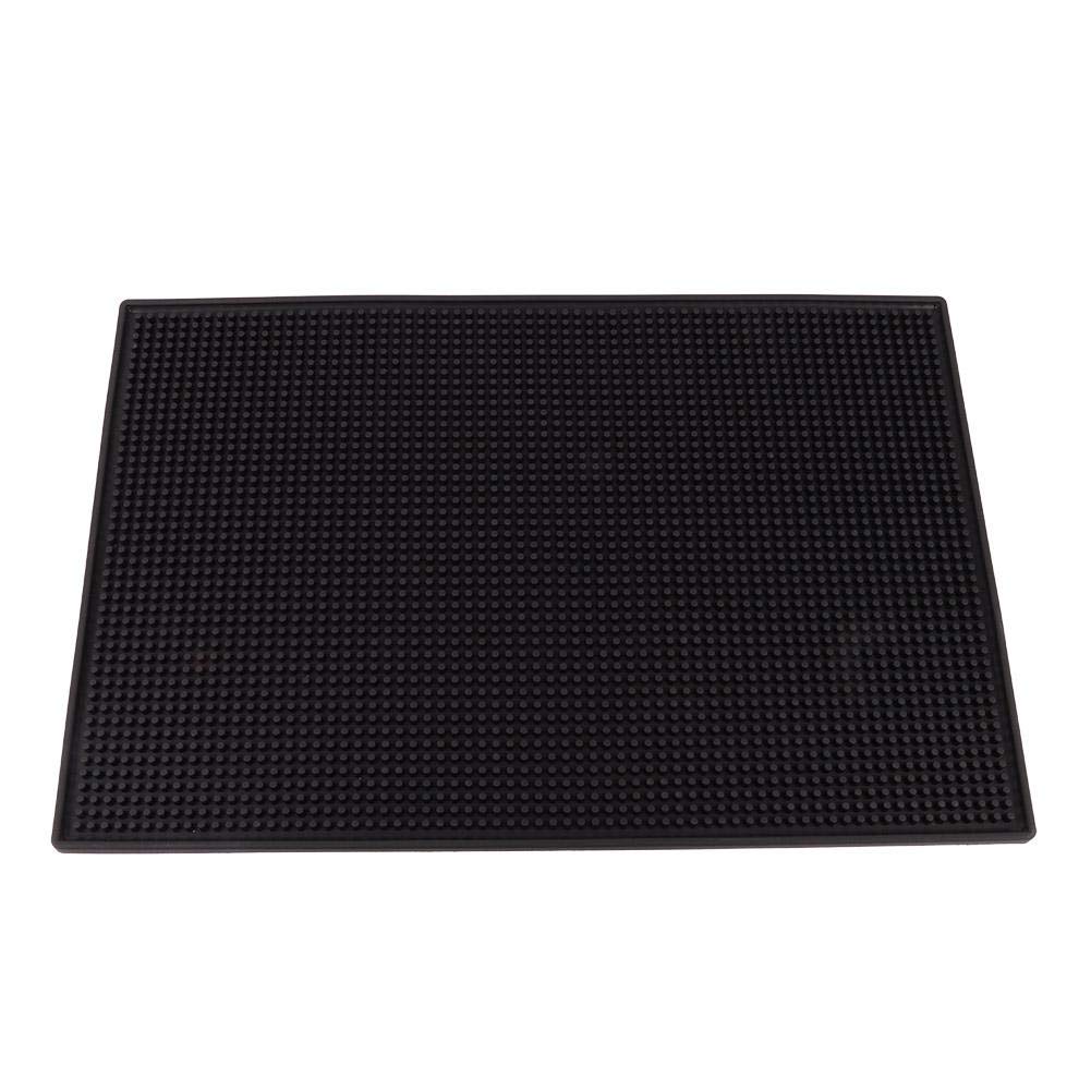 Fditt PVC Coaster Bar Mat Bar Mat Square Thick Rubber Bar Mat Anti-Slip Mat Drip Mats Cocktail Tea Cup Mug Waterproof Kitchen Service Bar Mat(Large-Black)