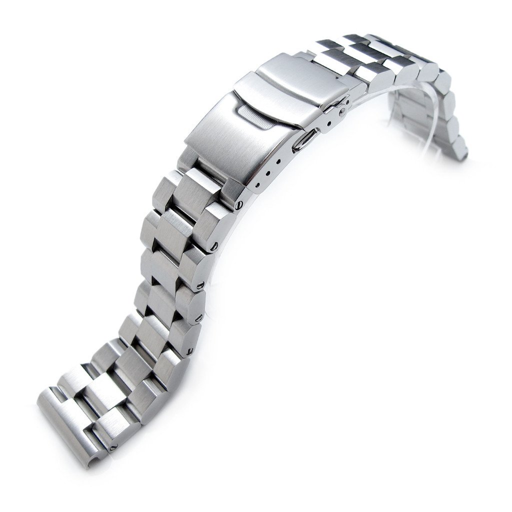 22mm Hexad 316L Stainless Steel Watch Band Straight End Lug, Diver Clasp Brushed