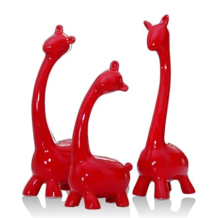 Simple Ceramics Red Giraffe Set Home Decorations Wine Cabinet