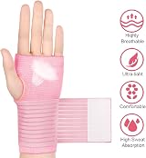 ACWOO Wrist Brace 2 Pack Elastic Support with Strap Pink Right Left view 2