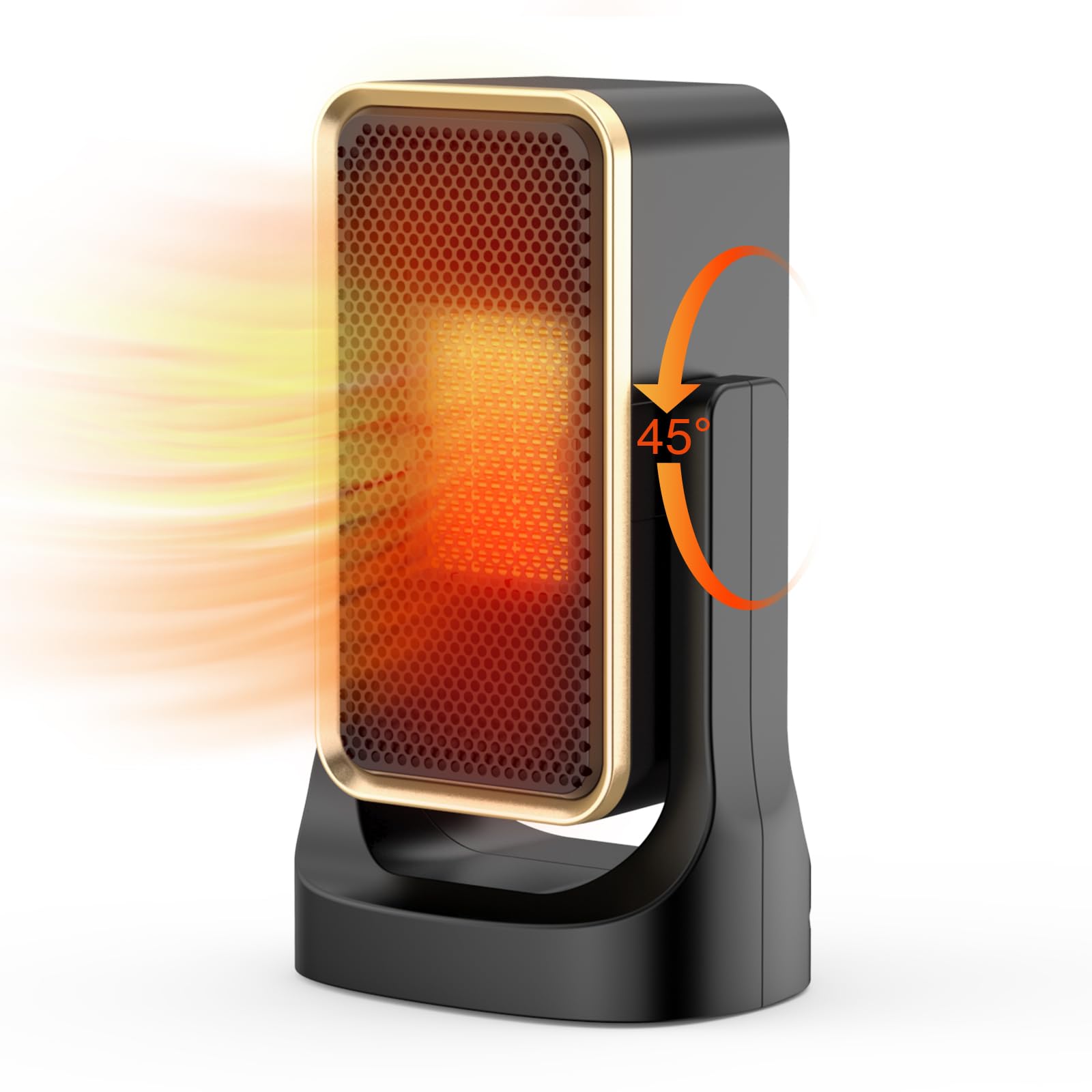 Photo 1 of Qoosea Space Heaters for Indoor Use with Thermostat Small Space Heater 45° Adjustable Heating Direction Fast Heating Ultra Quiet PTC Ceramic Heater for Office Home Room Black