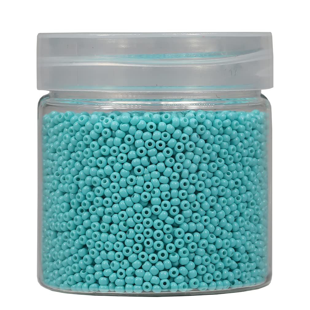 Bala&Fillic Size 2mm Round Seed Beads 10000pcs/110 Grams in Box 12/0 Turquoise Green Small Craft Seed Beads for Making Jewelry Earring Bracelets Necklace (Turquoise Green)