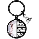 Sugchairo Inspirational Cool Baseball Keychain for Boys Men Birthday Gifts for Teen Boys Baseball Gifts for Boy Christmas Valentines I Can Do All Things Through Christ Accessories