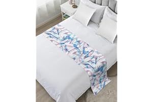 DECORLOVEE Pink Blue Bed Runners for King Size Bed, Decorative Bed Throws for Foot of Bed, Modern Ombre Abstract Art Bed Runner Sofa Throw Bedding Scarf Protector Slipcover for Bedroom/Hotel