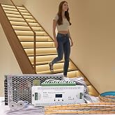 SuperlightingLED 20-Step Motion Activated Stair Lights Kit, 47.2-Inch Cuttable Warm White COB LED Strip Lights for Indoor Stairs, Staircase Lighting with PIR Sensor and Daylight Sensor (3000k)