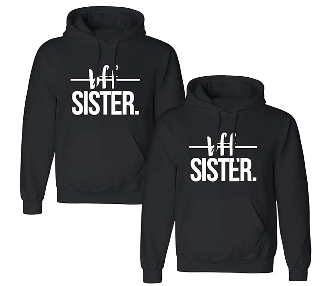 Best Friends Kapuzenpullis für Zwei Mädchen Best Friends Pullover Sister Freunde Sweatshirt Partner Look Damen BFF Hoodie mit