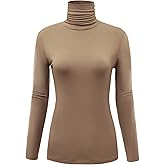 AUHEGN Women's Long Sleeve Lightweight Turtleneck Top Slim Fit Pullover T-Shirt (S-XXL)