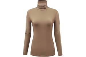 AUHEGN Women's Long Sleeve Lightweight Turtleneck Top Slim Fit Pullover T-Shirt (S-XXL)