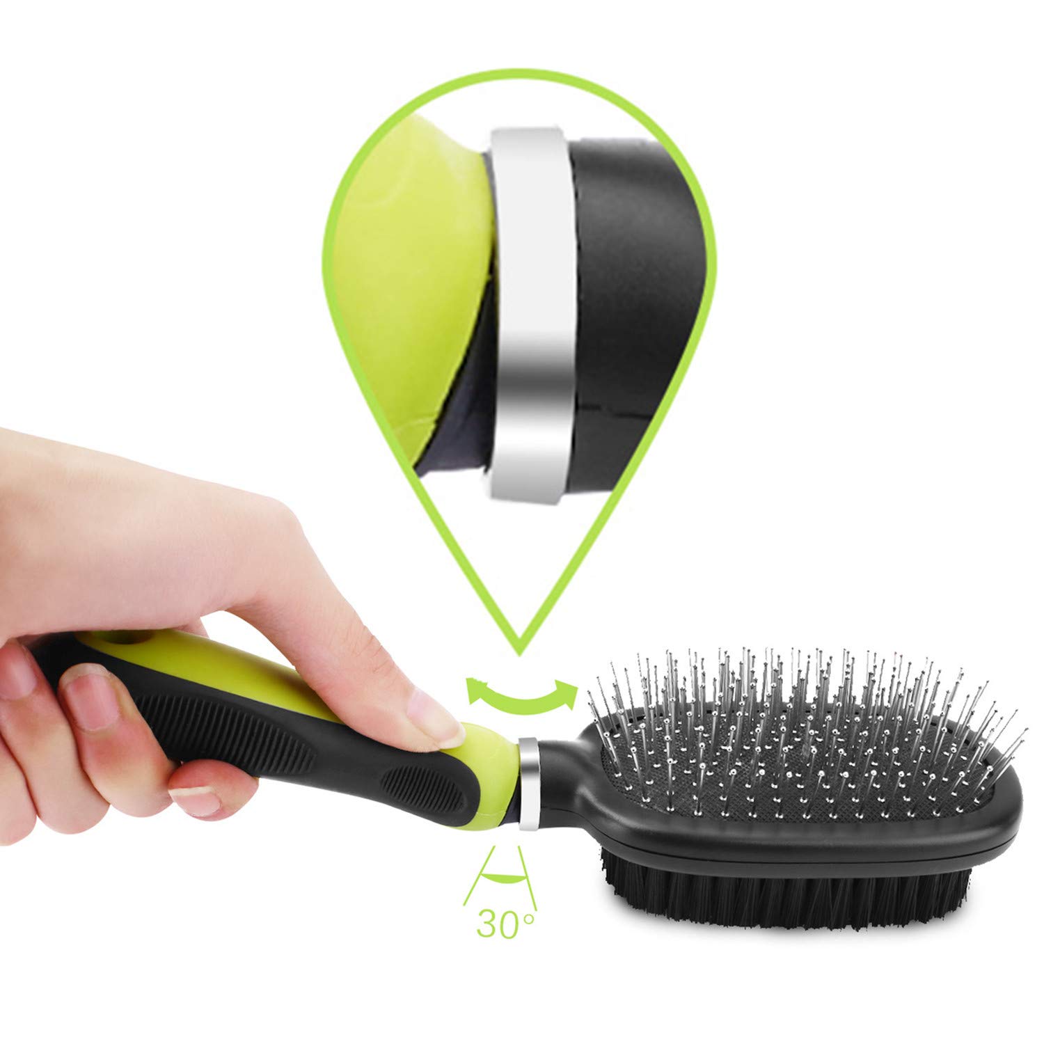 Spazzola per Cani 2 in 1 con Punte Arrotondate per Pelo Corto o Lungo, per massaggio e Elimina Pelo Superfluo Morto