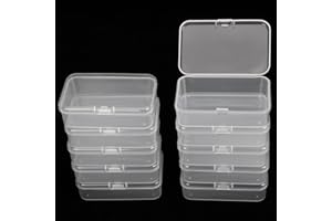 Herdusa 10PCS Small Clear Plastic Beads Storage Containers Box Transparent Boxes with Hinged Lid for Small Items, Jewellery, Crafts Accessories