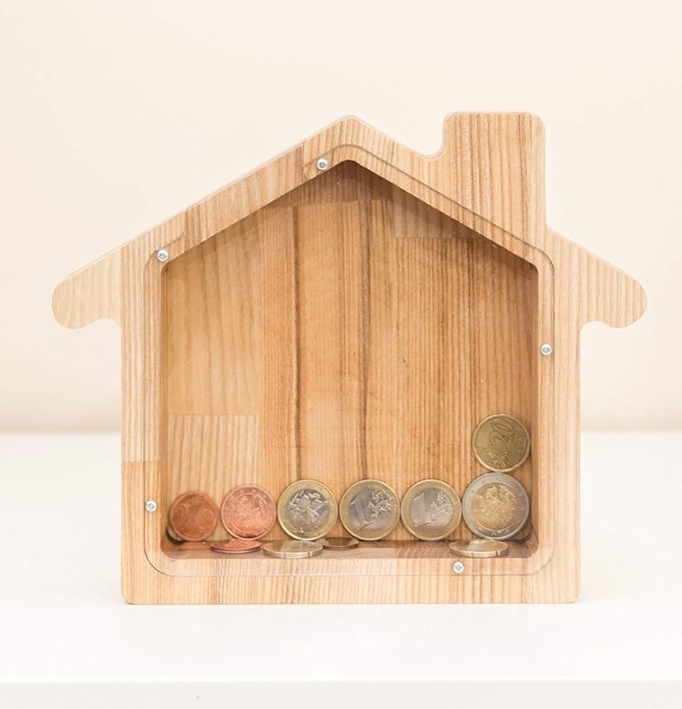 Wooden House Shaped Piggy Bank (2 Sizes Available) Handmade