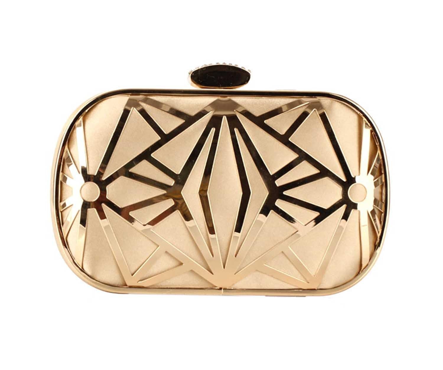 di grazia women's polyester hollow evening clutch(gold, gold-metal-hollow-clutch)
