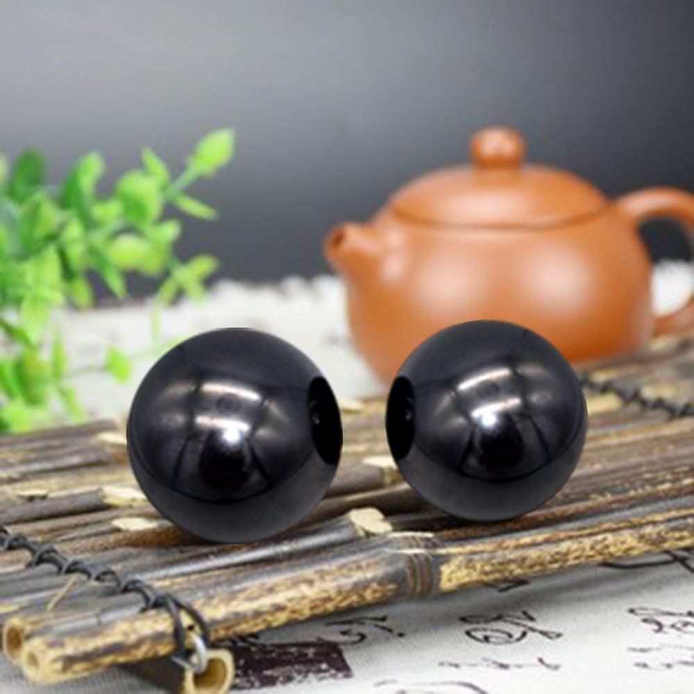 Baoding Fitness Ball, 2pcs 1.57Inch Solid Steel Health Exercise Massage Handball Boiled Black: Sports & Outdoors