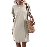 ANRABESS Women’s Summer T Shirt Dress 2026 Beach Vacation Travel Outfits Casual Simple Soft Mini Sundress Cover Up Clothes