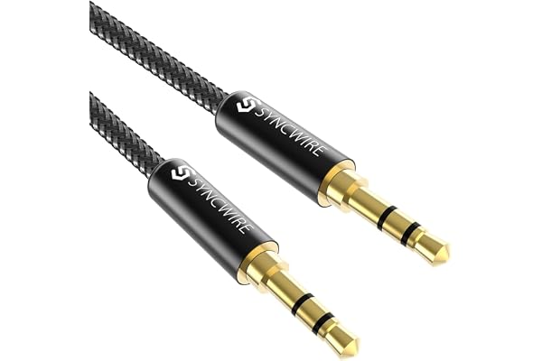 Syncwire 3.5mm Nylon Braided Aux Cable (3.3ft/1m,Hi-Fi Sound), Audio Auxiliary Input Adapter Male to Male Cord for Headphones, Car, Home Stereos, Speaker, iPhone, iPad, iPod, Echo & More – Black