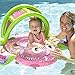 SwimSchool Bouncing Butterfly Baby Pool Float, Baby Boat with Adjustable/Retractable Canopy, UPF 50, Extra-Wide Inflatable Pool Float, 6 to 18 Months, Pink