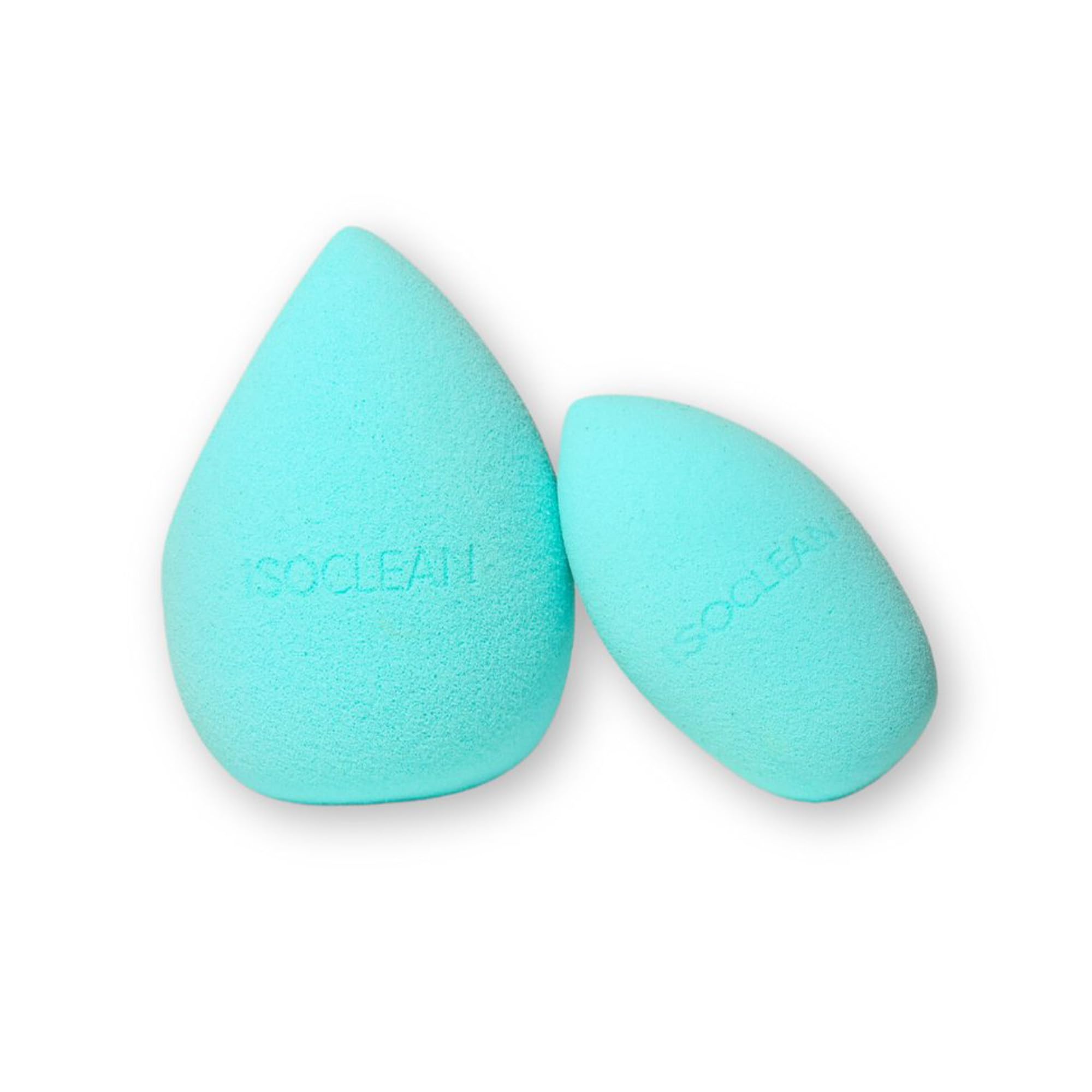 ISOCLEAN Cosmetic Makeup Sponge DUO, Beauty Sponge Set for Makeup Application of Liquid Foundation, Concealer, Blush, Cream & Powder, Small and Large Teardrop Shape Blender for Contouring - Aqua
