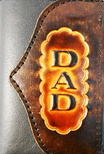 Hilltop Leather Company Mens Handcrafted Leather Trifold Wallet Dad