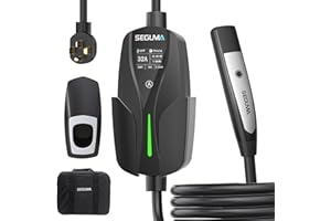 SEGUMA Level 2 EV Charger for Tesla, 32Amp 240V 7.68kW NACS EV Chargers, NEMA 14-50 Plug, Adjustable Current, 25FT Portable Electric Car Charger Compatible with All Nacs (Black)