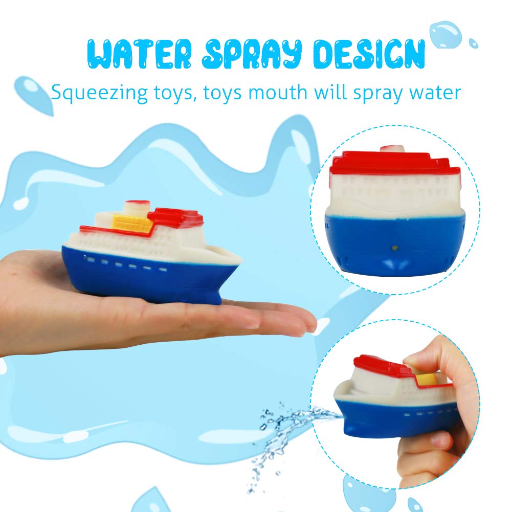 Barca Giocattolo Giocattoli da Bagno Gioco per Doccia Giochi Pscina Bambini- Galleggianti Giocattoli con Giochi Rete da Pesca 6 Barche per Bambino Piu 6 Mesi