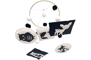 Vlokup Montessori Mobile, Black and White Mobile for Baby, Woodland Baby Crib Mobile for Boys Girls, Neutral Nursery Mobile High Contrast Mobile for Pack N Play, Nursery Decor Woodland