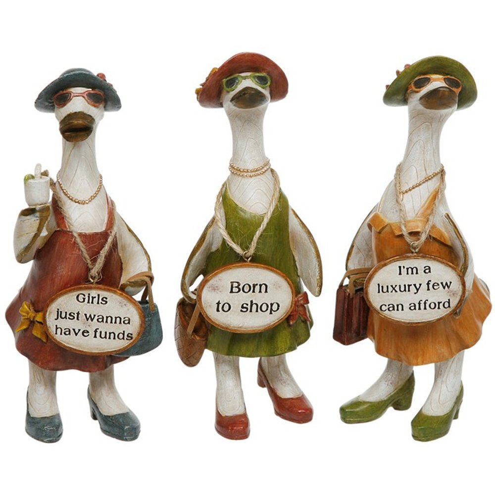 Complete Set of 3 Glam Girls Ducks ~ Fabulous Shabby Chic Ornaments