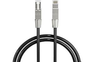 SYSTON CABLE TECHNOLOGY SYSTON Cat8 Ethernet Cable Patch 100ft Black, 2000MHz 2GHz 40GB Solid Bare Copper S/FTP Braided Shielded, 22/4 22 AWG 4 Pair CMR CL2R FT4, Network LAN Cable for Indoor/Outdoor PoE Internet PC Laptop