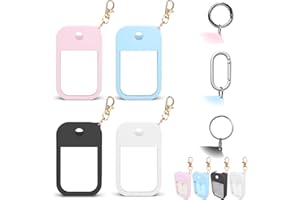 MILASONUS 4 PCS Soft Silicone Case for Touchland Power Mist (1FL. OZ./30 mL), Protective and Stylish Case with Keychain Compatible with Touchland Hand Sanitizer Spray (Pink/Blue/White/Black)