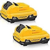 Xmenany DCB120 3.0Ah Battery Replacement for Dewalt 12V Battery Lithium-ion 3000mAh DCB120 DCB123 DCB127 Compatible with Dewalt 12V Charger and Power Tool 2Pack