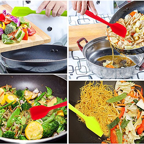 Silicone Spatulas, 10 inch Large Heat Resistant Non-Stick Flexible Rubber Scrapers Bakeware Tool Essential Cooking Gadget (4 Pack)