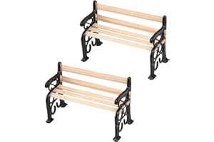 2Pcs Black 1/24 Miniature Park Bench Dollhouse Decoration Accessories Miniature Dollhouse Miniature Park Bench Scale Accessor