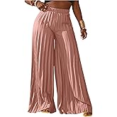 SOLY HUX Women's Wide Leg Palazzo Pleated Pants High Waisted Flowy Loose Dressy Casual Long Trousers