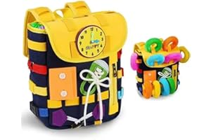 Goodliest Busy Board - Toddler Backpack with Learning Activity Toys, Interactive Kids Backpack with Buckles and Zippers, Montessori Sensory Felt Backpacks for Kids, Children's Travel Toy (Royal Blue)