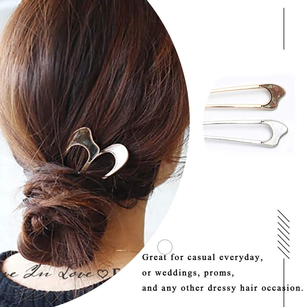 JONKY Vintage Silver U Shape Hair Side Combs Female Hair Accessories Topknot Non Slip Hair Pins Side Combs Hairstyle Unbreakable Decorative Combs Best Birthday Gifts for Women and Girls (Pack of 2) : Beauty
