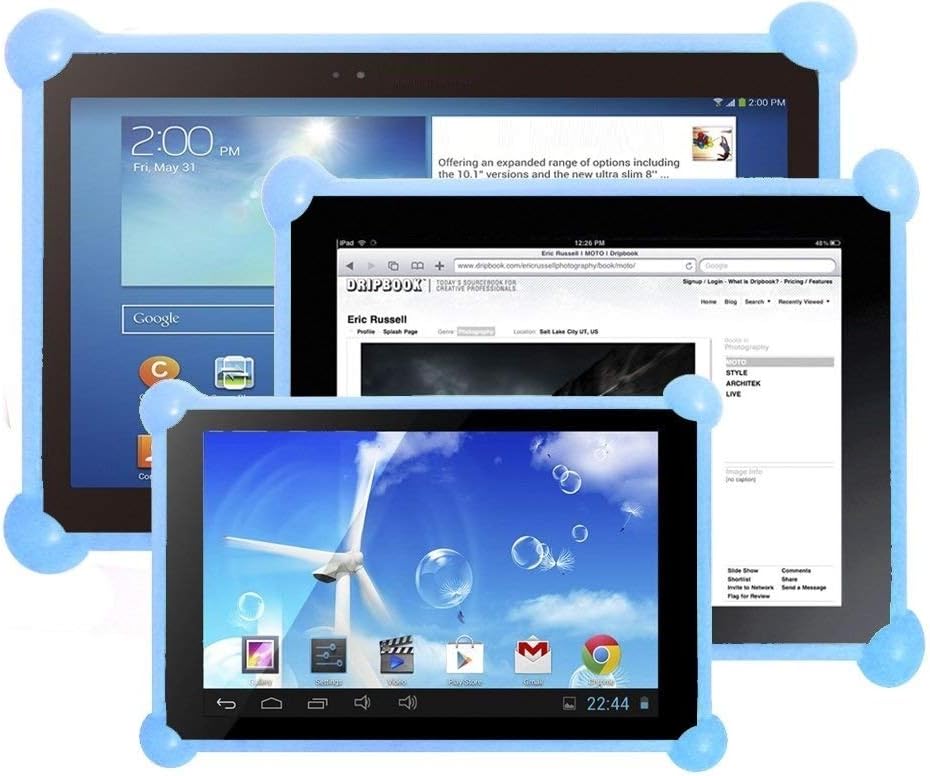 Color Dreams® Universal protective soft silicone Sleeve Pouch Case cover. Ultra Light Weight Shock Proof protective cover case. Compatible with pc tablets of any size and brand. The perfect case for children or adults tablets. The same case for all sizes of tablets pc as 7", 8", 9", 9.7", 10.1", iPad 2/3/4/ , Ipad Air, Ipad Mini, Galaxy Tab/Tab S/Note Pro, Nexus 7, Kindle Fire HD 6/7 Fire HDX 7/8.9 Fire 2. Product designed by Color Dreams®. Compatible with all tablet pc market. (Light blue)