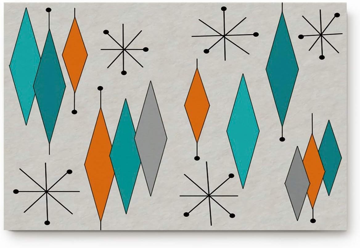 BULING Custom Door Mat Mid-Century Modern Diamond Pattern Indoor Non-Slip Rubber Entrance Rugs for Bathroom 24"(L) x 16"(W) Inch
