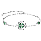 Palpitate Four Leaf Clover Bracelet Shamrock Bracelets 925 Sterling Silver Lucky Bracelet Good Luck Patrick's Day Jewelry Gifts for Women