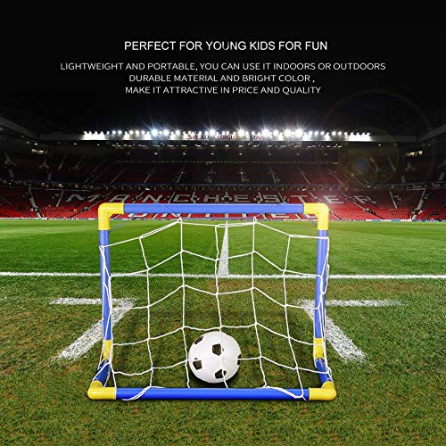 Folding Mini Football Soccer Goal Post Net Set with Pump Kids Sport Indoor Outdoor Games Toys Child Birthday Gift Plastic - Thumbnail 2